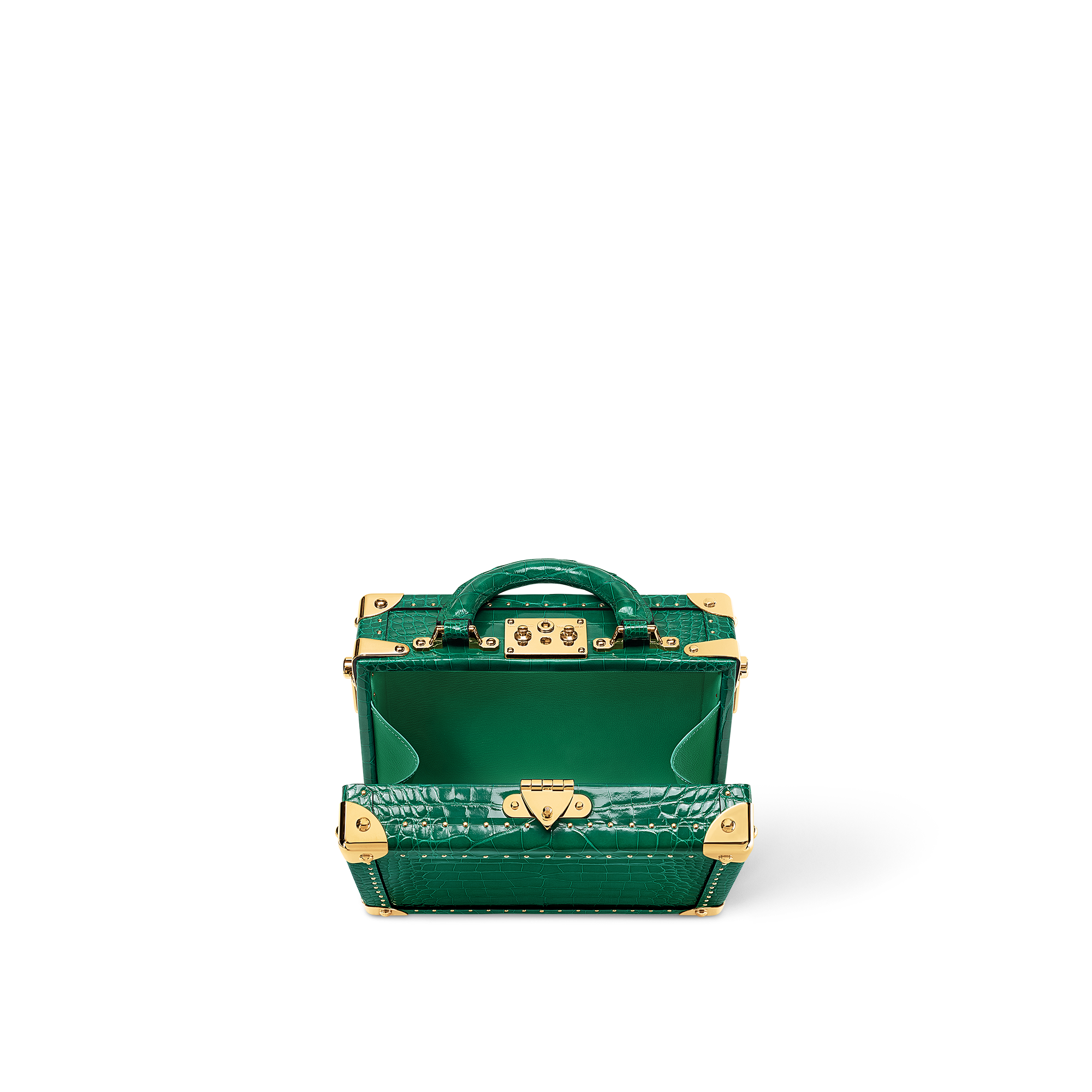 Petite Valise Emeraude Crocodilien Brillant - Wearable Trunks